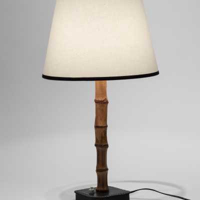 Adnet Lamp bamboo leather 11