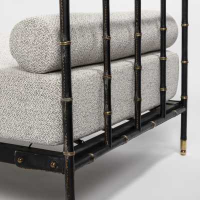Jacques Adnet Black Leather Daybed Lit