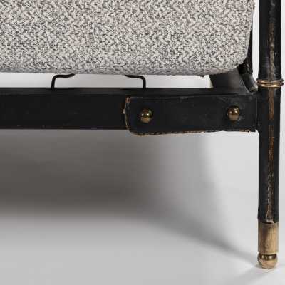 Jacques Adnet Black Leather Daybed Lit