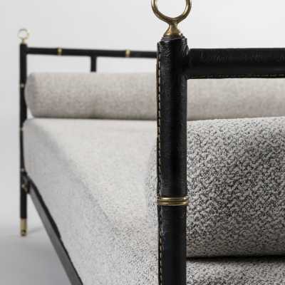 Jacques Adnet Black Leather Daybed Lit