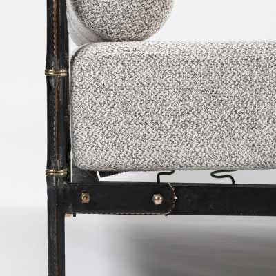 Jacques Adnet Black Leather Daybed Lit