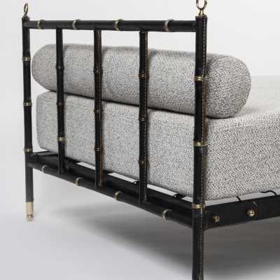 Jacques Adnet Black Leather Daybed Lit