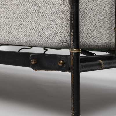 Jacques Adnet Black Leather Daybed Lit