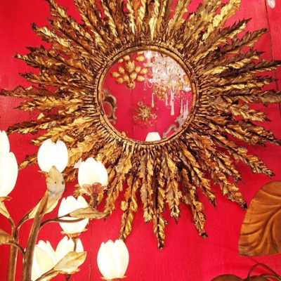 iron golden sun convex mirror