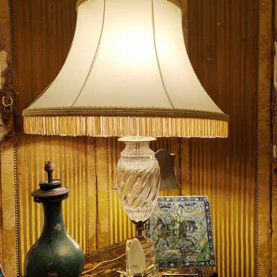 Crystal lamp, 1940s and ceramic plate, Iran, late 19th century
