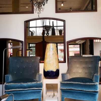 Pair of velvet armchairs