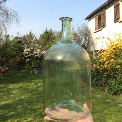 Large and high blown glass bottle, with a capacity of approximately 6 liters (Mathusalem), glassware XVIIIth