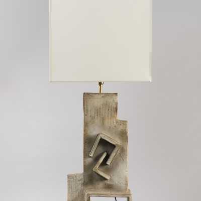 Large ceramic lamp by Marius Bessone, Vallauris. Glazed stoneware. 1960.