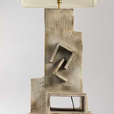 Large ceramic lamp by Marius Bessone, Vallauris. Glazed stoneware. 1960.