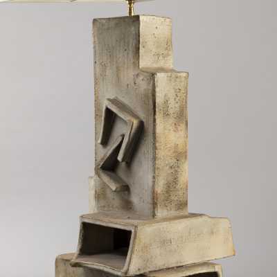 Large ceramic lamp by Marius Bessone, Vallauris. Glazed stoneware. 1960.