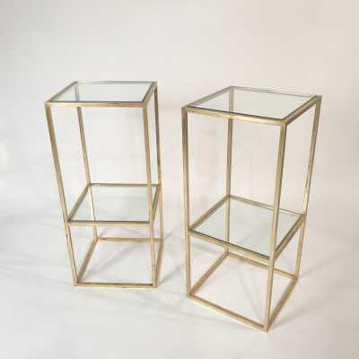 Pair of side tables by Robert Thibier - Vintage side tables - gilded-