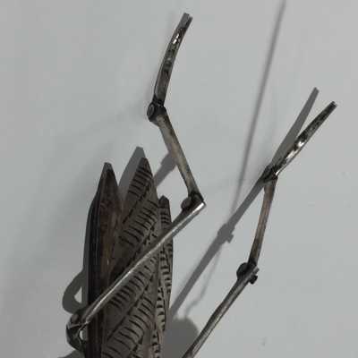 Jizaimono Praying mantis articulated in solid silver - Japan