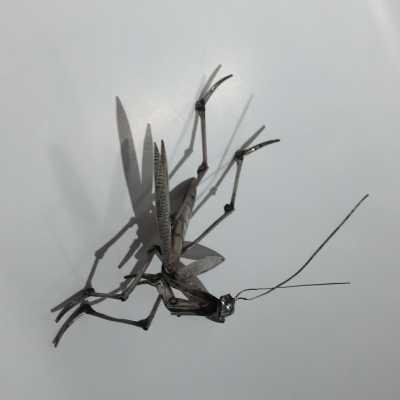 Jizaimono Praying mantis articulated in solid silver - Japan