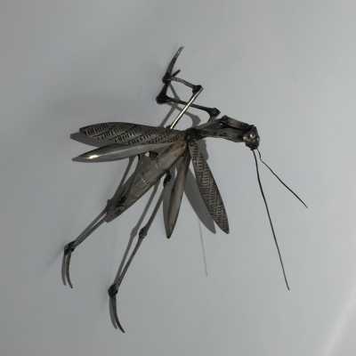 Jizaimono Praying mantis articulated in solid silver - Japan