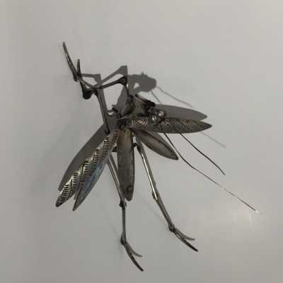 Jizaimono Praying mantis articulated in solid silver - Japan