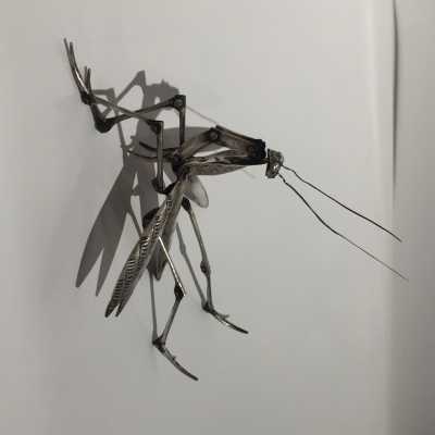 Jizaimono Praying mantis articulated in solid silver - Japan