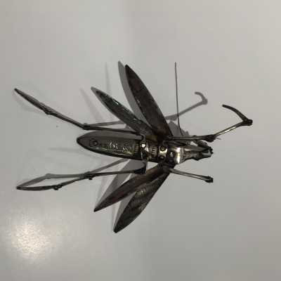 Jizaimono Praying mantis articulated in solid silver - Japan