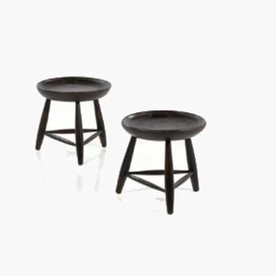 Sergio Rodrigues (1927-2014) Banco Mocho Pair of tripod stools Ebony lacquered rosewood