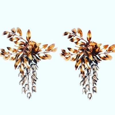 pair wall light golden wood wood gold iron pair light fixture