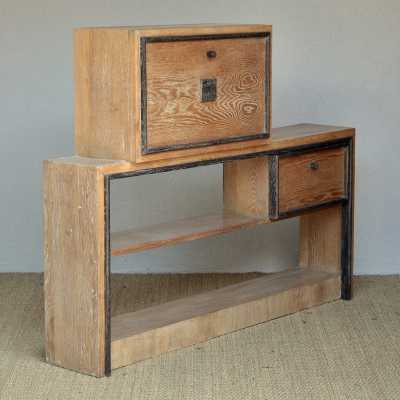 Suzanne Guiguichon (1901-1985), Att. Secretary In Cerused Oak With Decentered Cabinet