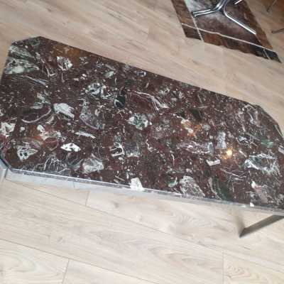 RED MARBLE AND CHROME COFFEE TABLE