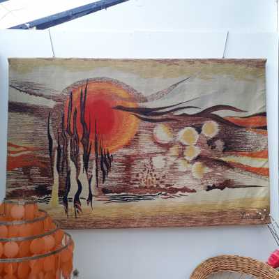 tapestry brown and orange colors, 1970