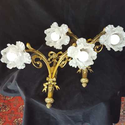 Pair of gilt bronze sconces XIXth