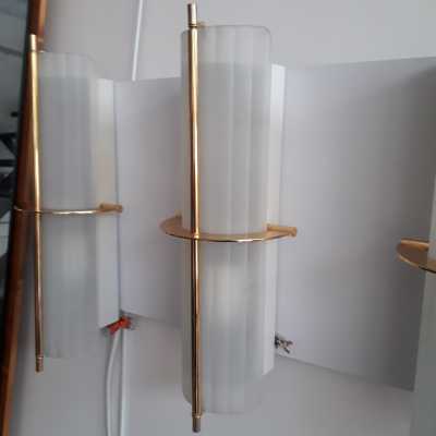 Arlus wall lights in brass and sandblasted glass
