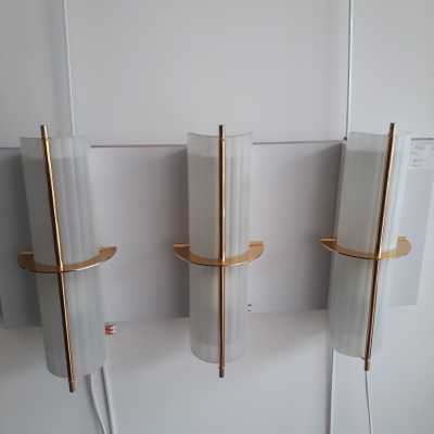 Arlus wall lights in brass and sandblasted glass
