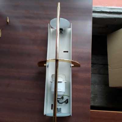 Arlus wall lights in brass and sandblasted glass