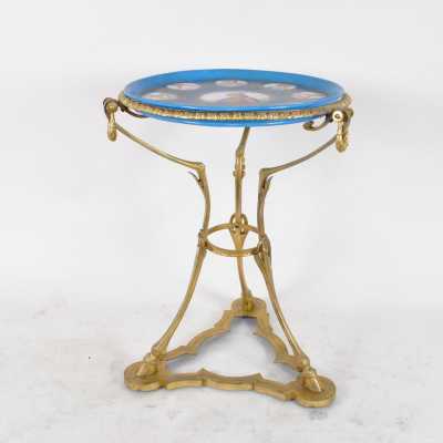 Pedestal table with Sèvres tray, Portait of Louis 16, 19th century
