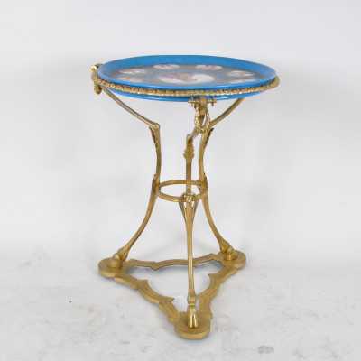 Pedestal table with Sèvres tray, Portait of Louis 16, 19th century