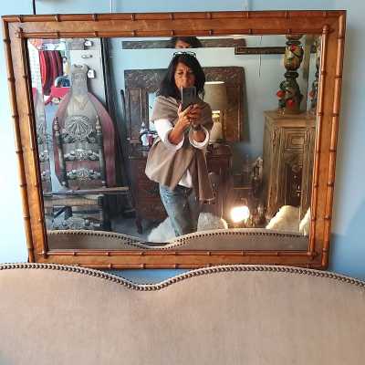 19th century faux bamboo mirror.