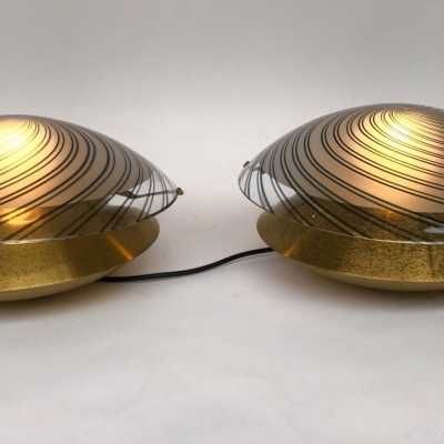 Murano glass lamps brass esperia italy 1970