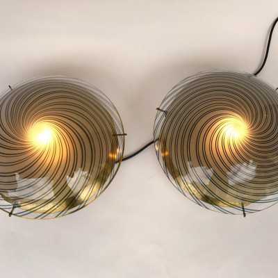 Murano glass lamps brass esperia italy 1970