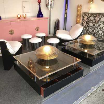 Murano glass lamps brass esperia italy 1970