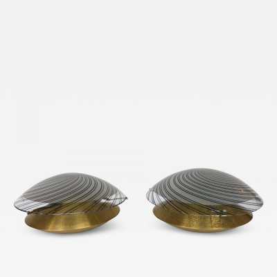 Murano glass lamps brass esperia italy 1970