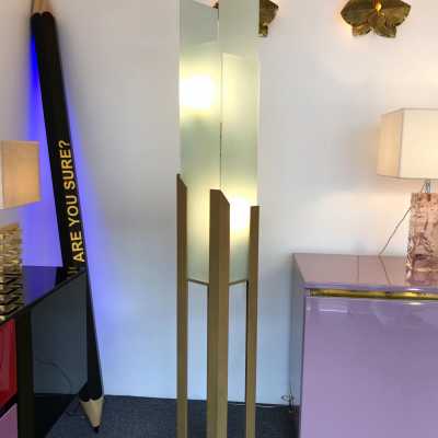 lamppost lamp lucien left gold metal glass 1970 1980