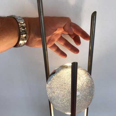 lamp metal glass ball 1970 1980