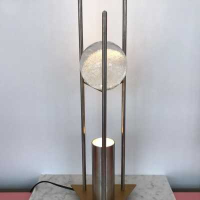 lamp metal glass ball 1970 1980
