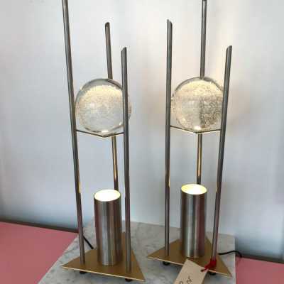 lamp metal glass ball 1970 1980