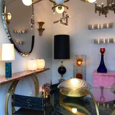wall lamps pair murano glass metal vistosi 1970 1990