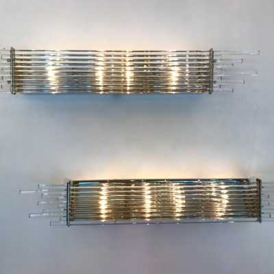 wall lamps pair murano glass metal vistosi 1970 1990