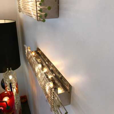wall lamps pair murano glass metal vistosi 1970 1990