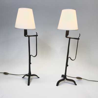 Pair of 18th century wrought iron lamps
