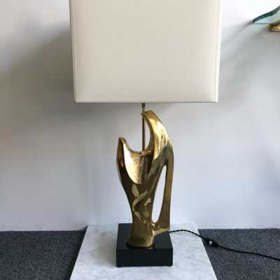 lamps pair gilded bronze alain bedside france 1970