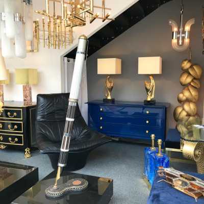lamps pair gilded bronze alain bedside france 1970