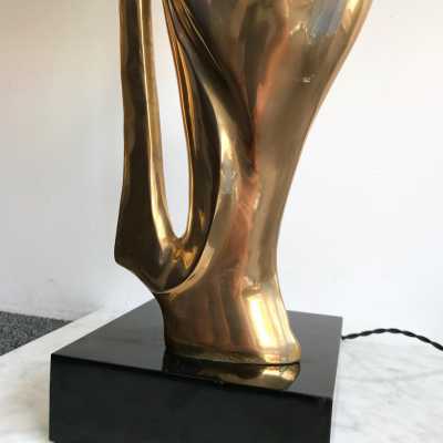 lamps pair gilded bronze alain bedside france 1970