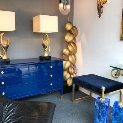 lamps pair gilded bronze alain bedside france 1970