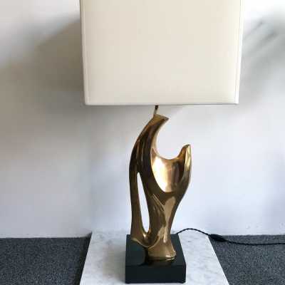 lamps pair gilded bronze alain bedside france 1970